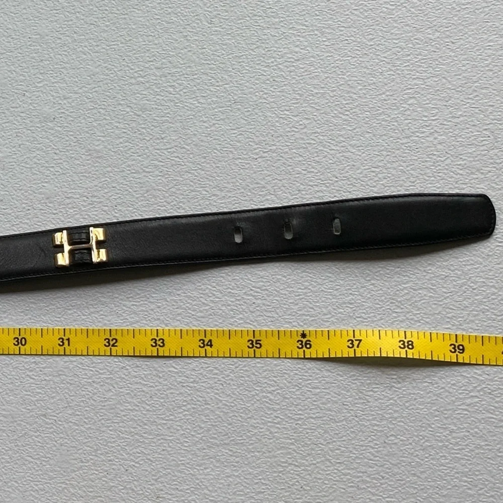 Roberto Bellido Black and Gold Leather Belt Size 36
